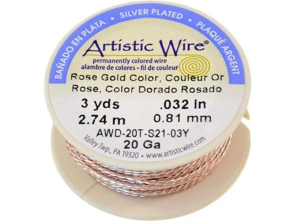 Artistic Wire Copper Jewelry Wire, Twisted, 20ga, 9ft - Rose Gold (Each)