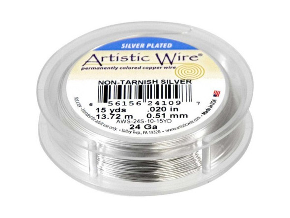 Artistic Wire Tarnish Resistant Silver Plated Jewelry Wire, 24ga, 45ft (Each)