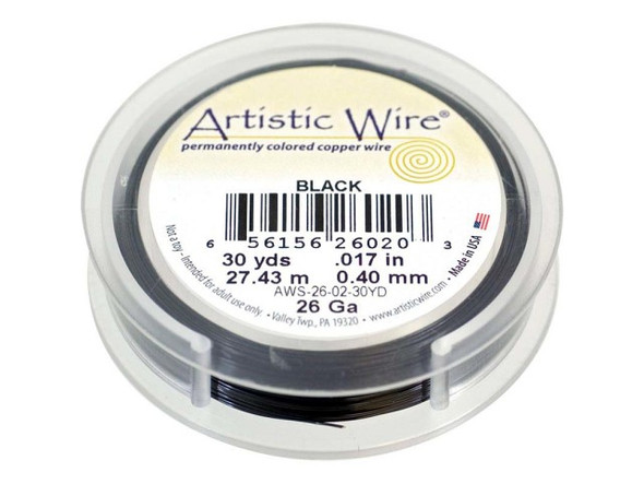 Artistic Wire Copper Jewelry Wire, 26ga, 90ft - Black (Each)