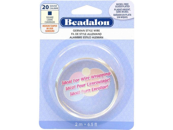 Beadalon Silver Plated Copper Jewelry Wire, Square, 20ga (Each)