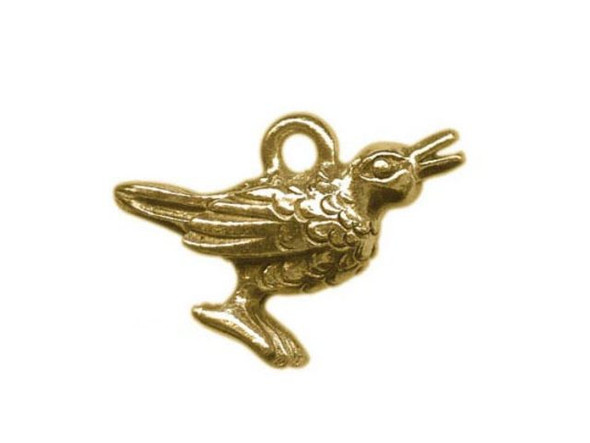 15x12mm Calling Bird Charm - Antiqued Gold Plated (Each)