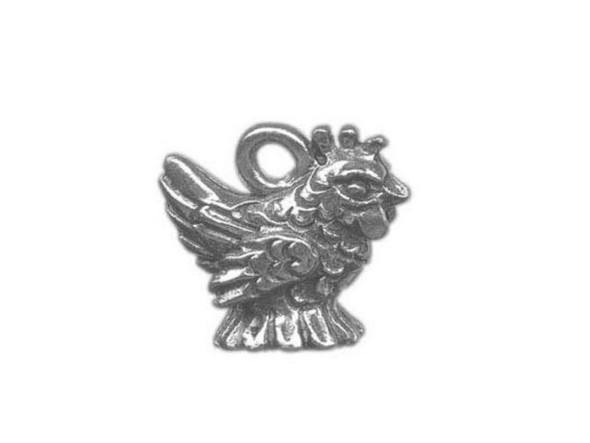 12mm French Hen Charm - Antiqued Pewter (Each)
