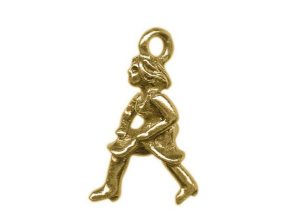 18x11mm Dancing Lady Charm - Antiqued Gold Plated (Each)