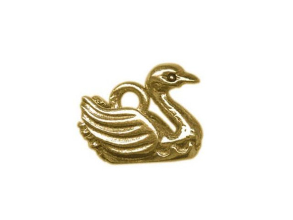 10x12mm Swan Charm - Antiqued Gold Plated (Each)