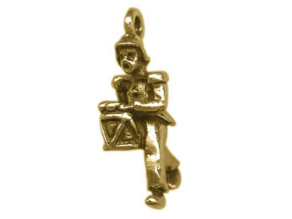 20x10mm Drummer Charm - Antiqued Gold Plated (Each)