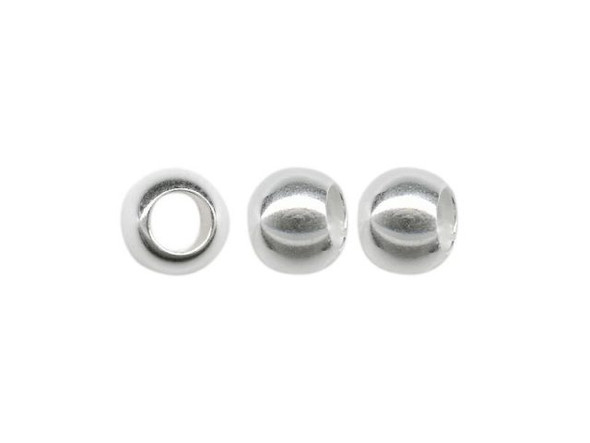 6mm Rotund Sterling Silver Bead with Large, 3.5mm Hole (Each)