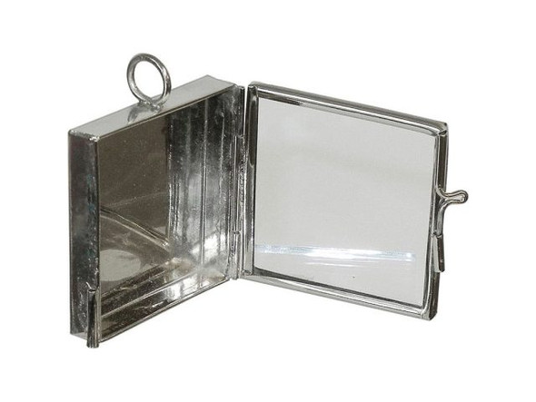 White Plated Shadow Box Pendant Frame, Hinged, Square, 1-1/2x1/4" (Each)
