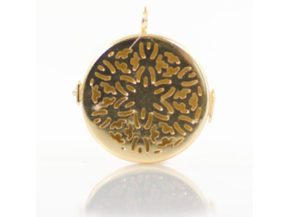 Shadow Box Pendant Frame, 1 Sided Snowflake Filigree, Brass Plate (Each)