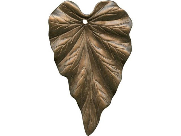 Vintaj Natural Brass Pendant, Woodland Leaf, 38x23mm (Each)