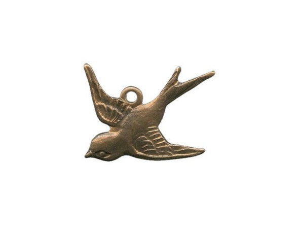 Vintaj Natural Brass Charm, Bird, 17x17mm (pair)