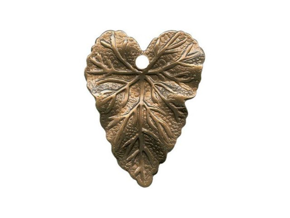 Vintaj Natural Brass Charm, Woodland Leaf, 18x14mm (pair)