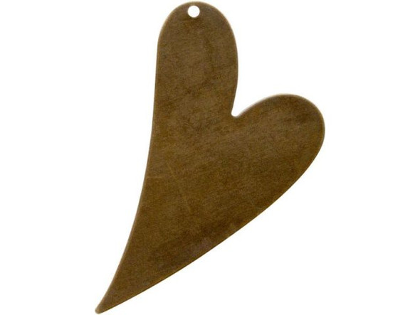 Vintaj Natural Brass Blank, Artisan Heart, 41x24mm (pair)