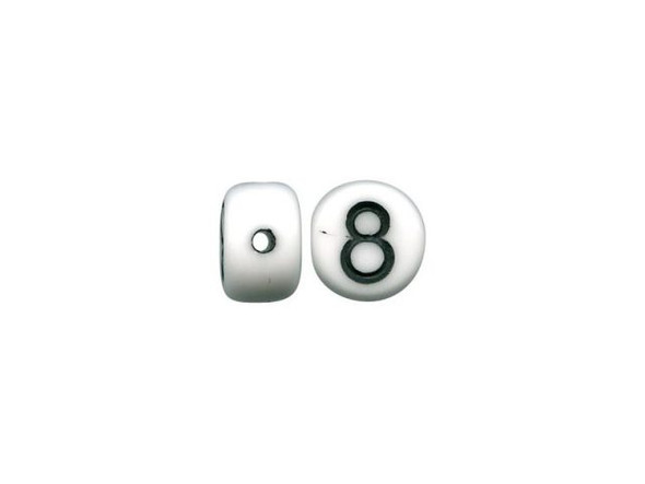 Porcelain Beads, Number, 8 - White/ Black (fifty)