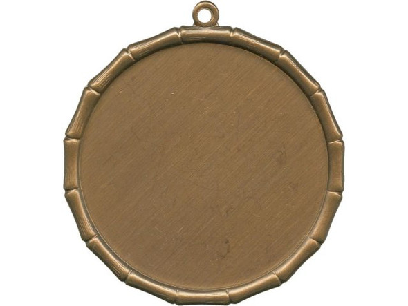 Vintaj Natural Brass Bezel Plate, Bamboo, 40mm (Each)