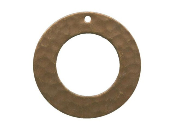 Vintaj Natural Brass Hammered Ring, 22mm (10 Pieces)