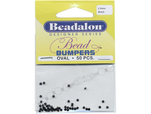 Beadalon Bead Bumper, 2mm Oval - Black (fifty)