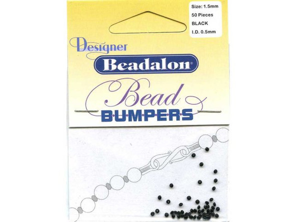 Beadalon Bead Bumper, 1.5mm Oval - Black (fifty)