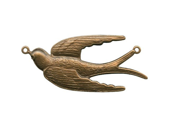 Vintaj Natural Brass Pendant, Soaring Sparrow, 18x41mm (Each)