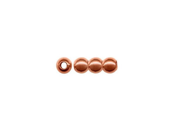 Copper Plated Metal Beads, Round, 3mm (100 Pieces)