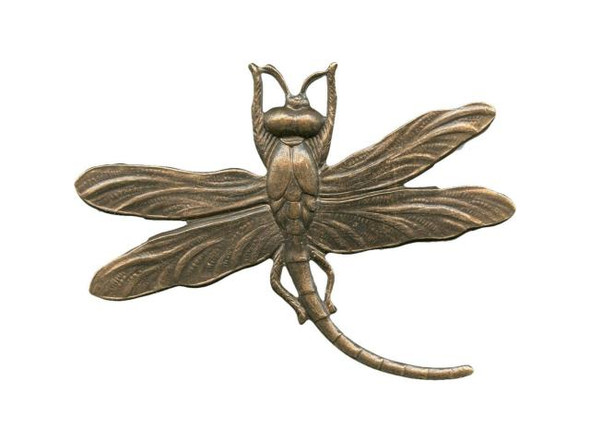 Vintaj Natural Brass Pendant, Art Deco Dragonfly, 35x47mm (Each)