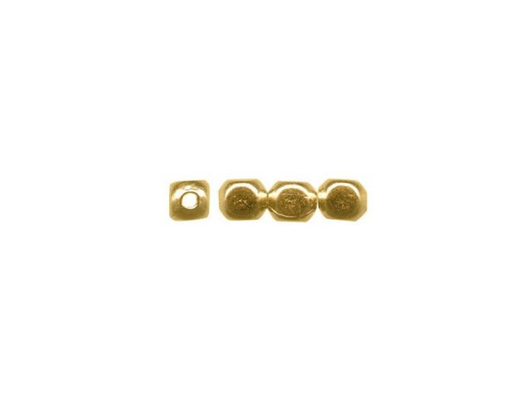 3mm Cornerless Cube Beads - Gold Plated (gross)