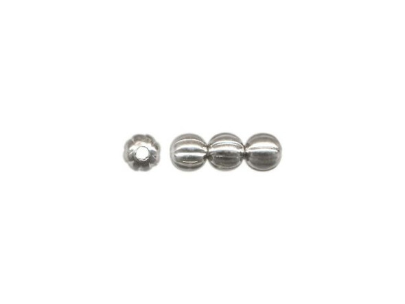 3mm Round Corrugated Beads - White Plated (gross)