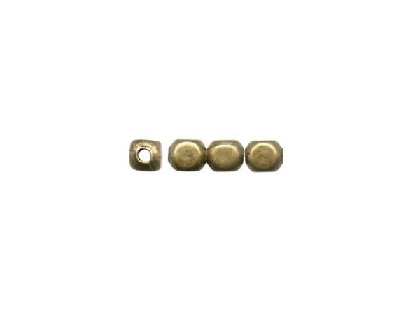 3mm Cornerless Cube Beads - Antiqued Brass Plated (gross)