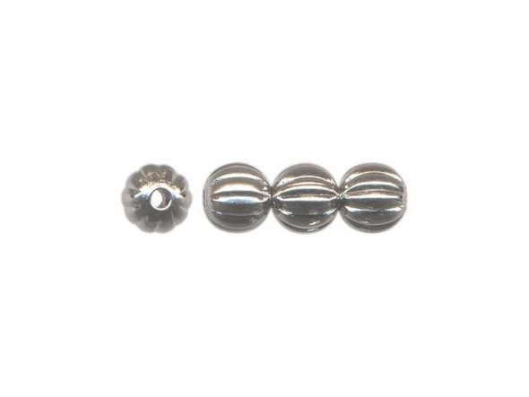 4.5mm Round Corrugated Beads - White Plated (gross)