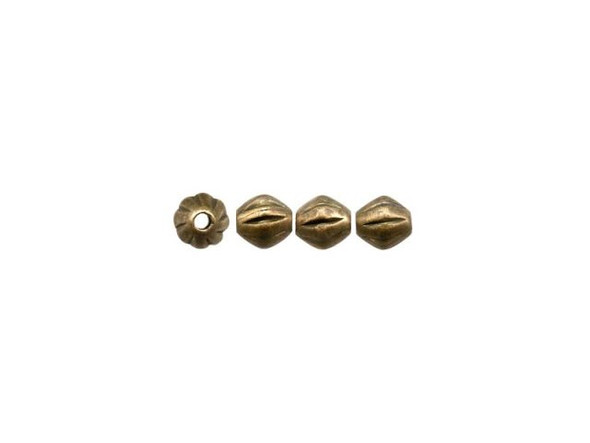 3mm Fluted Hogan Beads - Antiqued Brass Plated (gross)