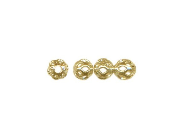 4mm Round Filigree Beads - Gold Plated (gross)