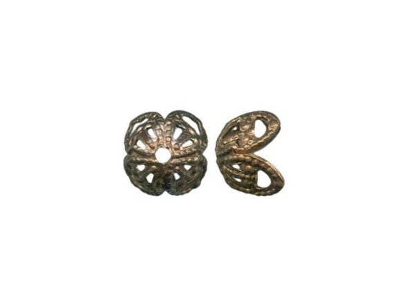 Vintaj Natural Brass Bead Caps, Filigree, 7mm (10 Pieces)