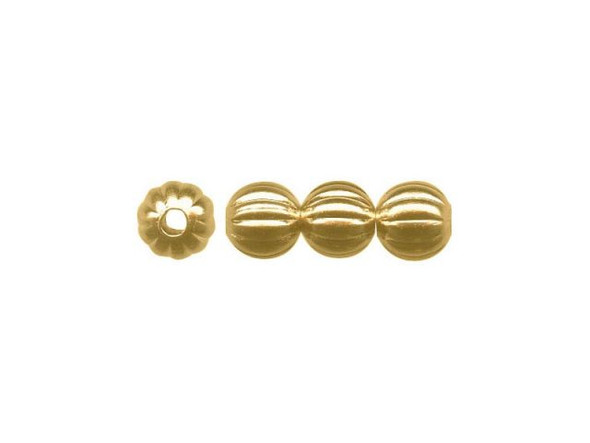 4.5mm Round Corrugated Beads - Gold Plated (gross)