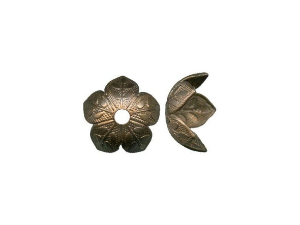 Vintaj Natural Brass Bead Caps, Foliage, 8mm (10 Pieces)