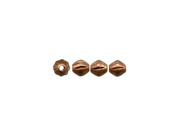 3mm Fluted Hogan Beads - Antiqued Copper Plated (gross)