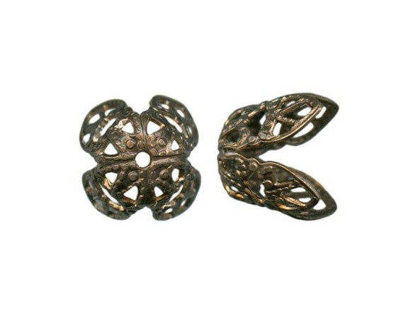 Vintaj Natural Brass Bead Caps, Filigree, 12mm (10 Pieces)