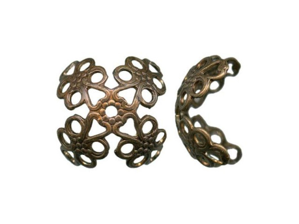 Vintaj Natural Brass Bead Caps, Filigree, 16mm (10 Pieces)