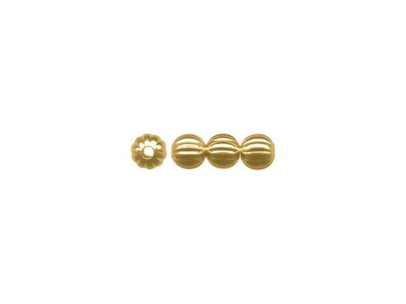 3mm Round Corrugated Beads - Gold Plated (gross)