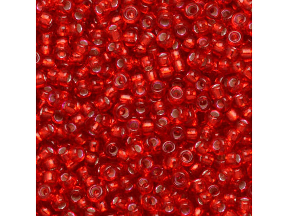 Miyuki Seed Bead, size 15/0 - Red AB Silver-lined (Tube)