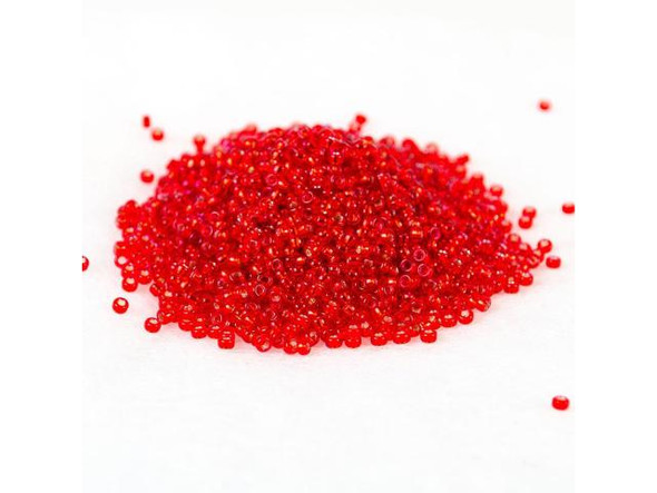 Miyuki Seed Bead, size 15/0 - Red AB Silver-lined (Tube)