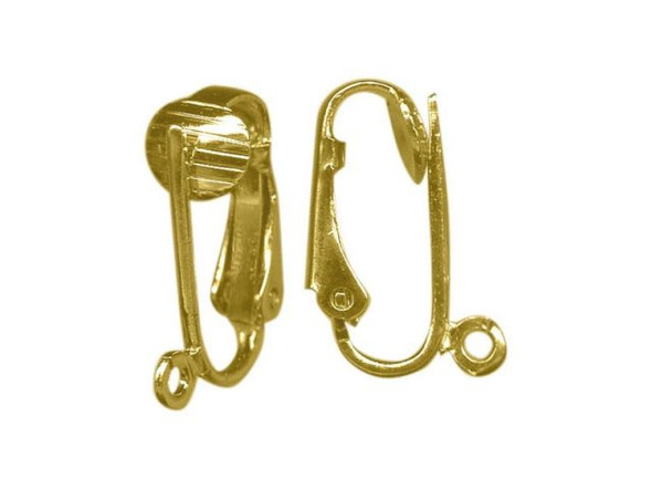 Gold Plated Clip On Earring Finding, Pierced-look with Loop (72 pieces)