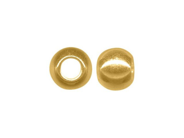 Gold Plated Metal Beads, 8mm Round, Large Hole (100 Pieces)
