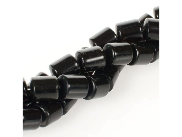 Black Stone Gemstone Beads, Approximately 11x13mm Barrel (strand)