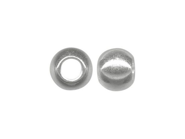 White Plated Metal Beads, 8mm Round, Large Hole (100 Pieces)