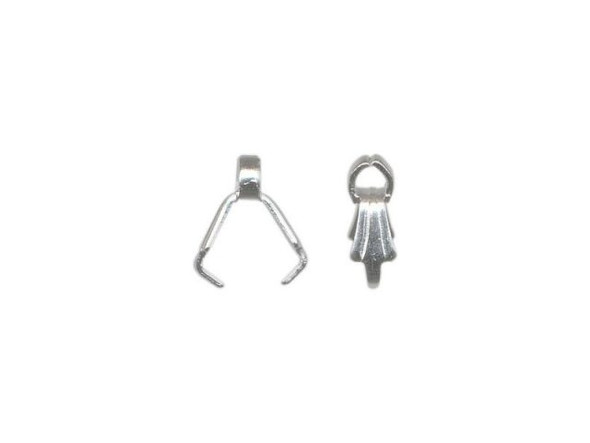 White Plated Pinch Bail, Prong Bail, 4mm, Loop (gross)