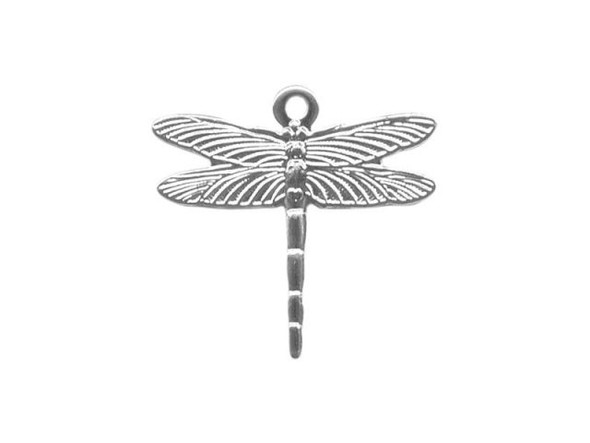 White Plated Charm, Dragonfly, 16x13mm (12 Pieces)