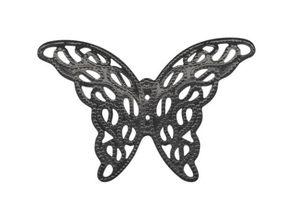 27x39mm Gunmetal Filigree, Butterfly Wing (12 Pieces)