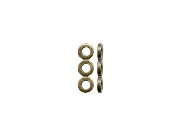 Antiqued Brass Plated Spacer Bar, 3 Hole (gross)