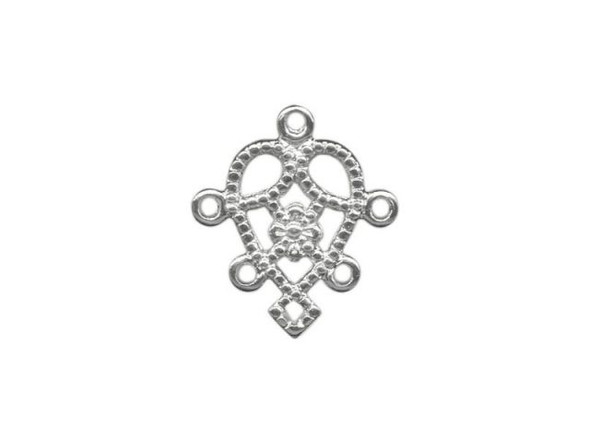 White Plated Filigree, Small, Heart (12 Pieces)