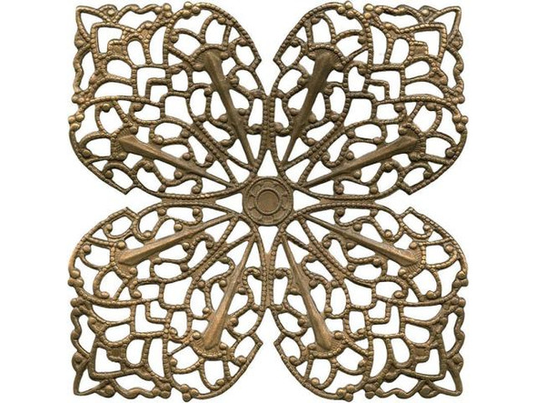 Vintaj Natural Brass Filigree, Clover Petal, 59mm (pair)