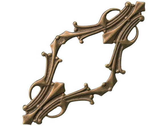 Vintaj Natural Brass Filigree, Deco Window, 28x62mm (pair)